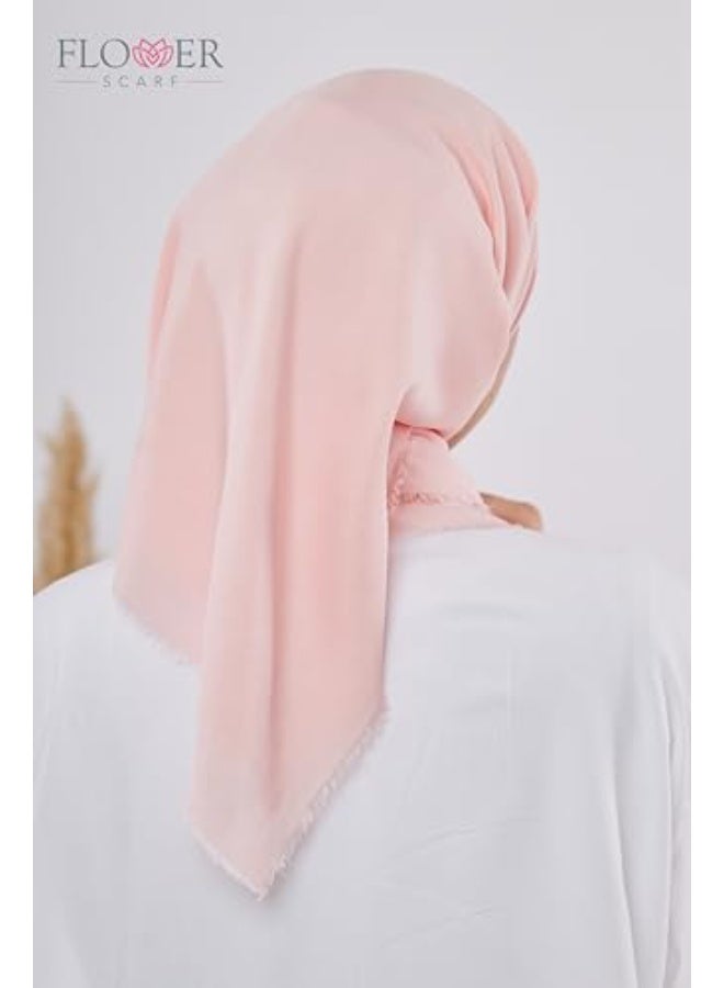 FLOWER Premium Pure Cotton Scarf, Ultra Soft & Breathable with Elegant Smooth Finish, Lightweight & Comfortable  90X90 CM , Light Rose Color - Image 2